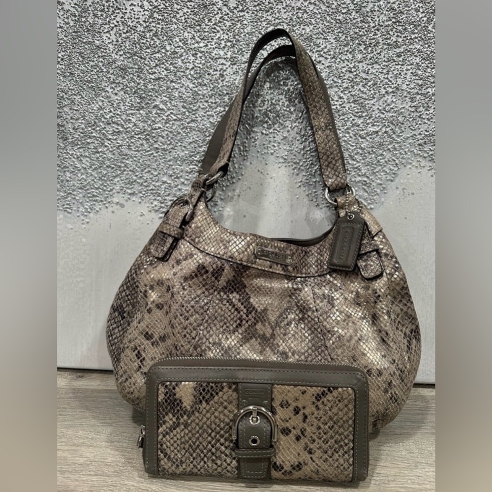 Coach Exotic Snakeskin Python Embossed
Madison Maggie Hobo Purse Bag and Wallet